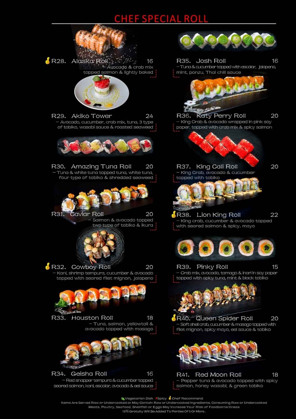 Menu Akiko Sushi